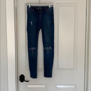 Topshop distressed high waisted skinny jeans